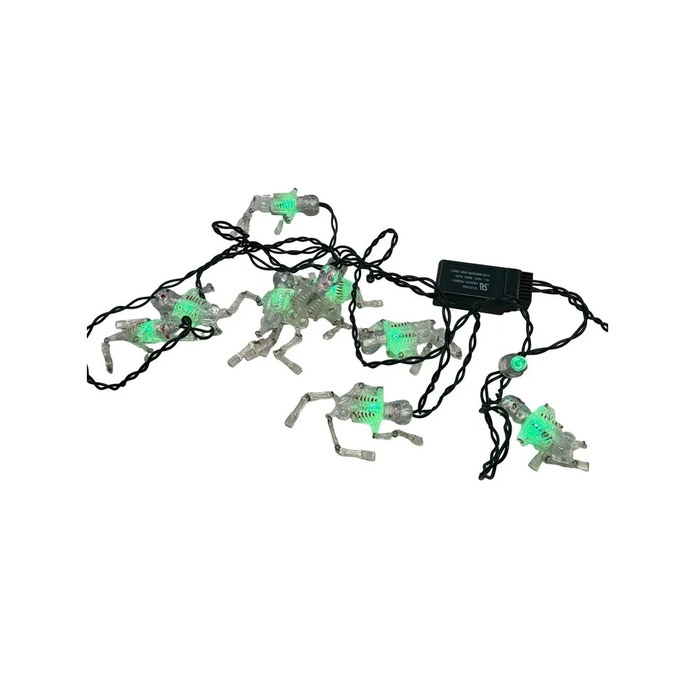 Vintage Halloween Skeleton String Lights Green Glow Indoor Decor RX003-1 retro